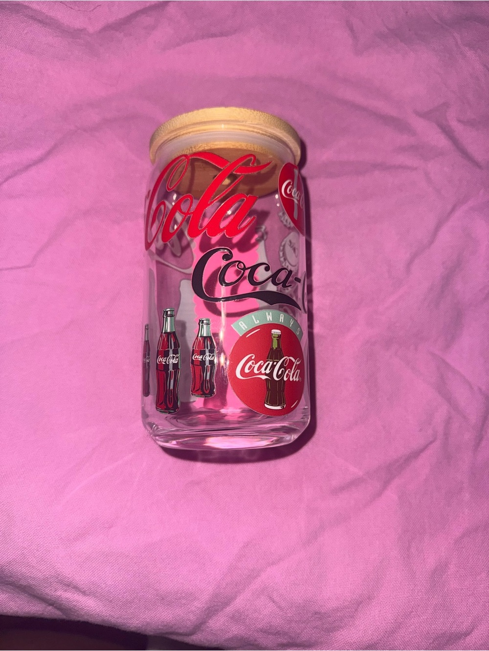Coca Cola Glass Cup with Red and White Logos